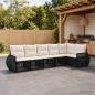 Preview: ARDEBO.de - Gartensofa-set 6 stk. Schwarz und Cremeweiß Poly-Rattan