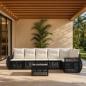 Preview: ARDEBO.de - Gartensofa-set 7 stk. Schwarz und Cremeweiß Poly-Rattan