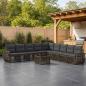 Preview: ARDEBO.de - Gartensofa-set 10 stk. Grau und Dunkelgrau Poly-Rattan