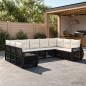 Preview: ARDEBO.de - Gartensofa-set 9 stk. Schwarz und Cremeweiß Poly-Rattan