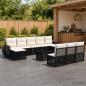 Preview: ARDEBO.de - Gartensofa-set 11 stk. Schwarz und Cremeweiß Poly-Rattan