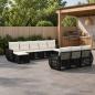 Preview: ARDEBO.de - Gartensofa-set 10 stk. Schwarz und Cremeweiß Poly-Rattan