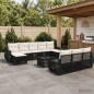 Preview: ARDEBO.de - Gartensofa-set 11 stk. Schwarz und Cremeweiß Poly-Rattan