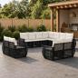 Preview: ARDEBO.de - Gartensofa-set 11 stk. Schwarz und Cremeweiß Poly-Rattan