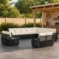 Preview: ARDEBO.de - Gartensofa-set 13 stk. Schwarz und Cremeweiß Poly-Rattan