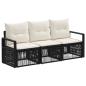 Preview: Gartensofa-set 3 stk. Schwarz Poly-Rattan