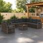Preview: ARDEBO.de - Gartensofa-set 10 stk. Grau Poly-Rattan