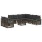 Preview: Gartensofa-set 10 stk. Grau Poly-Rattan