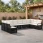 Preview: ARDEBO.de - Gartensofa-set 10 stk. Schwarz Poly-Rattan