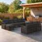 Preview: ARDEBO.de - Gartensofa-set 10 stk. Grau Poly-Rattan