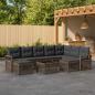Preview: ARDEBO.de - Gartensofa-set 10 Stk. Grau Poly-Rattan