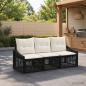Preview: ARDEBO.de - Gartensofa-set 3 stk. Schwarz Poly-Rattan