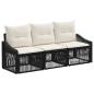 Preview: Gartensofa-set 3 stk. Schwarz Poly-Rattan