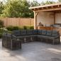 Preview: ARDEBO.de - Gartensofa-set 9 stk. Grau Poly-Rattan