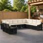 Preview: ARDEBO.de - Gartensofa-set 10 stk. Schwarz Poly-Rattan