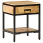 Preview: Nachttisch Braun 40 x 35 x 50 cm Massives Mango Holz und Metall