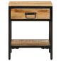 Preview: Nachttisch Braun 40 x 35 x 50 cm Massives Mango Holz und Metall