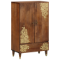 Preview: ARDEBO.de - Highboard Honigbraun 60 x 33 x 100 cm Massivholz Mango