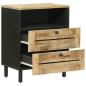 Preview: Nachttisch Braun und Schwarz 50 x 33 x 60 cm Massivholz Mango