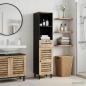 Preview: ARDEBO.de - Badezimmerschrank mit Tür Braun und Schwarz 38 x 33,5 x 160 cm