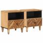 Preview: ARDEBO.de - Nachttisch 2 Stk. Braun 50 x 33 x 60 cm Massivholz Mango