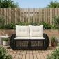 Preview: ARDEBO.de - Garten-Sofa 2-Sitzanzahl Schwarz Poly-Rattan