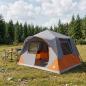 Preview: ARDEBO.de - Sofort Zelt 8 Personen Grau und Orange Polyester und Stahl