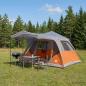 Preview: ARDEBO.de - Familienzelt Grau und Orange 6-Personen Polyester und Stahl