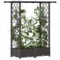 Preview: Hochbeet mit Rankgitter und Dach Braun 122,5 x 40 x 121 cm PP