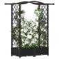 Preview: Hochbeet mit Rankgitter und Dach Schwarz 124 x 40 x 123 cm PP