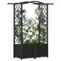 Preview: Hochbeet mit Rankgitter und Dach Schwarz 125 x 40 x 138 cm PP