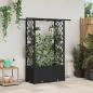 Preview: ARDEBO.de - Hochbeet mit Rankgitter und Dach Schwarz 124,5 x 40 x 136 cm PP