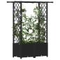 Preview: Hochbeet mit Rankgitter und Dach Schwarz 124,5 x 40 x 136 cm PP