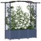 Preview: Hochbeet mit Rankgitter und Dach Grau 164 x 40 x 138 cm PP