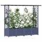 Preview: Hochbeet mit Rankgitter und Dach Grau 203 x 40 x 136 cm PP