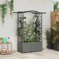 Preview: ARDEBO.de - Hochbeet mit Rankgitter und Dach Hellgrau 125 x 40 x 138 cm PP