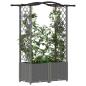 Preview: Hochbeet mit Rankgitter und Dach Hellgrau 125 x 40 x 138 cm PP
