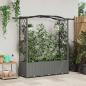 Preview: ARDEBO.de - Hochbeet mit Rankgitter und Dach Hellgrau 164 x 40 x 138 cm PP