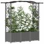 Preview: Hochbeet mit Rankgitter und Dach Hellgrau 164 x 40 x 138 cm PP