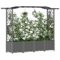 Preview: Hochbeet mit Rankgitter und Dach Hellgrau 204 x 40 x 138 cm PP