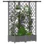 Preview: Hochbeet mit Rankgitter und Dach Hellgrau 124 x 40 x 121 cm PP