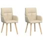 Preview: Esszimmerstühle 2 stk. Stoff Creme 60 x 56 x 93 cm