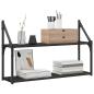 Preview: Wandregal Wandhalterung Schwarz Eichen-Optik 80 x 21 x 51 cm