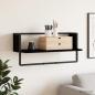 Preview: ARDEBO.de - Wandregal Wandhalterung Schwarz Eichen-Optik 65 x 25 x 30 cm