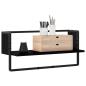 Preview: Wandregal Wandhalterung Schwarz Eichen-Optik 65 x 25 x 30 cm