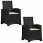 Preview: Liegesessel Garten Rattan-Optik 2 stk. Anthrazit und Creme PP