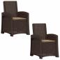 Preview: Liegesessel Garten Rattan-Optik 2 stk. Braun und Taupe PP
