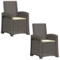 Preview: Liegesessel Garten Rattan-Optik 2 stk. Hellgrau und Creme PP