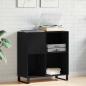 Preview: ARDEBO.de - Schallplattenschrank Schwarz Eichen-Optik 84,5 x 38 x 89 cm
