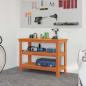 Preview: Werkbank mit Regal 110,5 x 50 x 80 cm Massives Kiefernholz